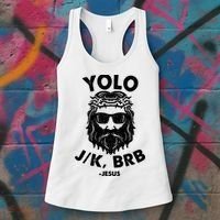 Yolo JK BRB Jesus Resurrection Funny Christian Women's Tank Top thumb 3