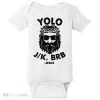 Yolo JK BRB Jesus Resurrection Funny Christian Baby Bodysuit thumb 0