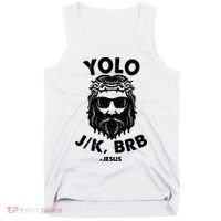 Yolo JK BRB Jesus Resurrection Funny Christian Tank Top thumb 0