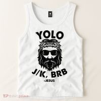 Yolo JK BRB Jesus Resurrection Funny Christian Tank Top thumb 2