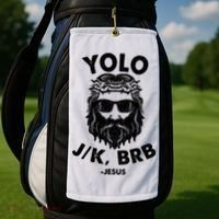 Yolo JK BRB Jesus Resurrection Funny Christian Golf Towel thumb 2