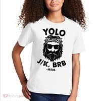 Yolo JK BRB Jesus Resurrection Funny Christian Kids T-Shirt thumb 2