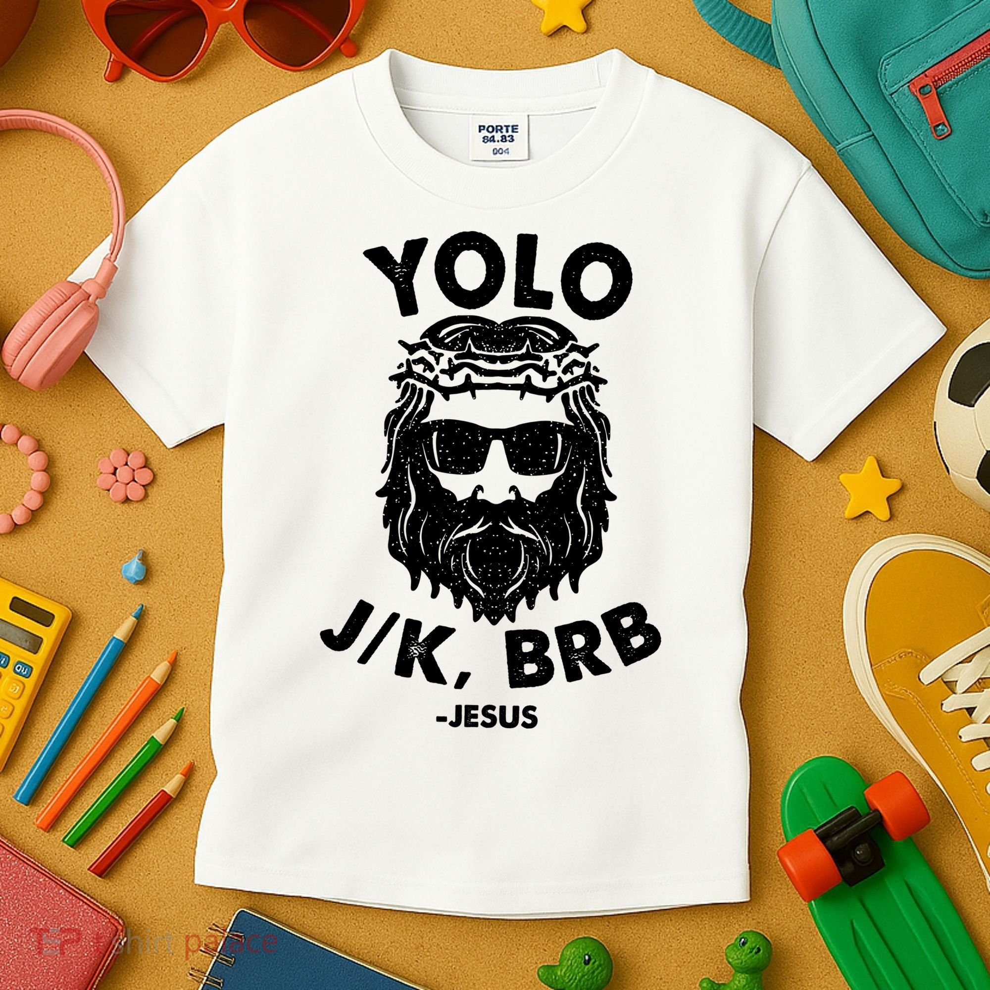 Yolo JK BRB Jesus Resurrection Funny Christian Kids T-Shirt