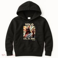 Yolo Jk Brb Jesus Christian Guess Whos Back Kids Hoodie thumb 0