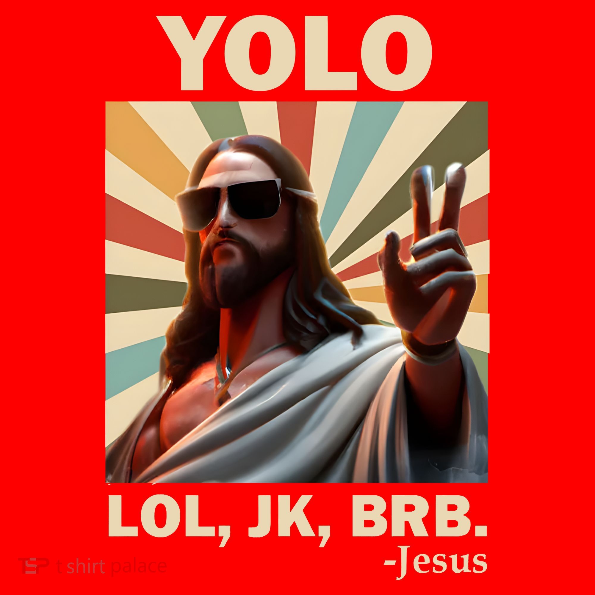 Yolo Jk Brb Jesus Christian Guess Whos Back Santa Hat