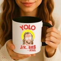 YOLO JK BRB Jesus Easter Day Ressurection Christians Coffee Mug thumb 3