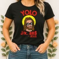 YOLO JK BRB Jesus Easter Day Ressurection Christians Women's T-Shirt thumb 2