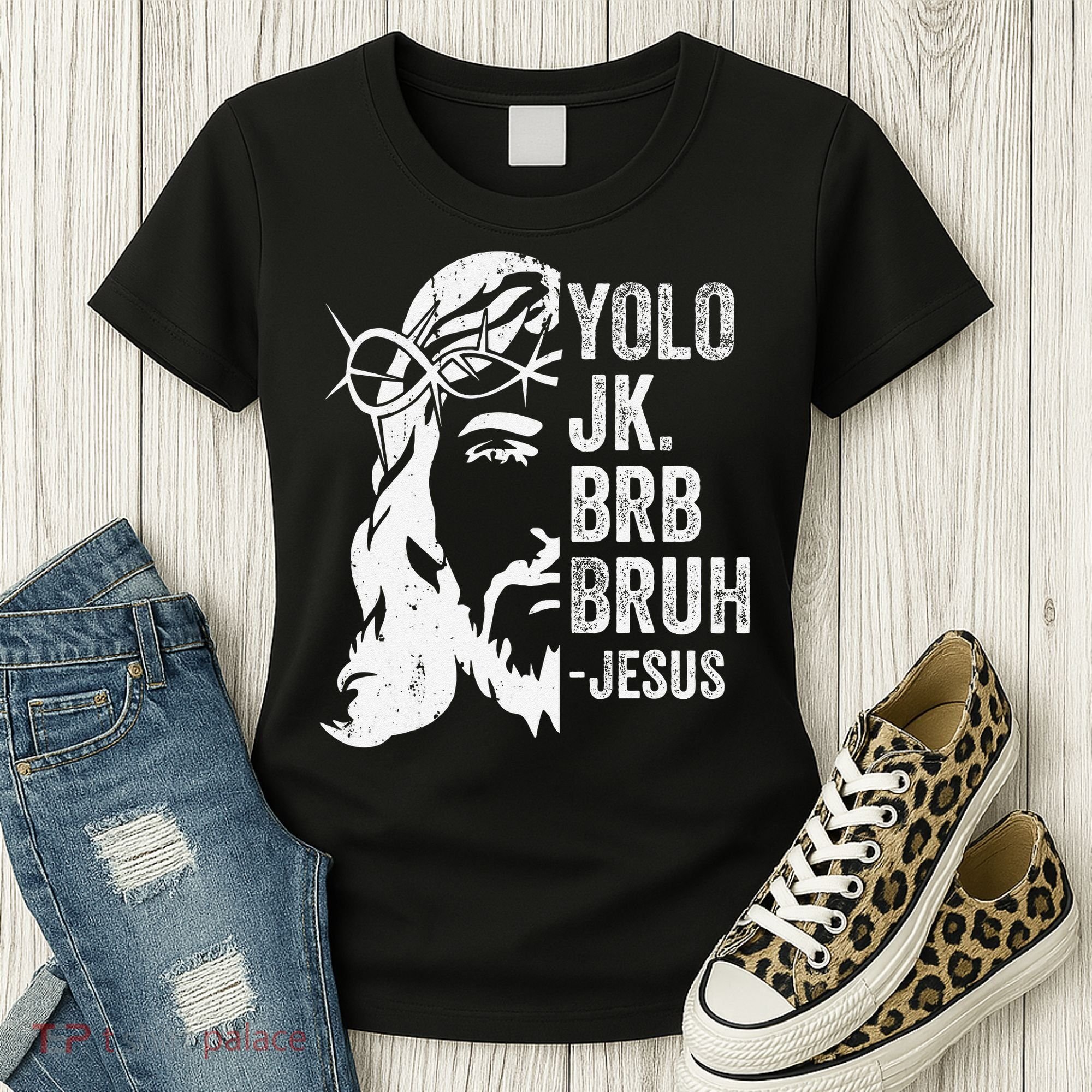 Yolo Jk Brb BRUH Jesus Funny Easter Ressurection Story Women's T-Shirt