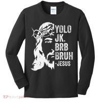 Yolo Jk Brb BRUH Jesus Funny Easter Ressurection Story Kids Long Sleeve Shirt thumb 0