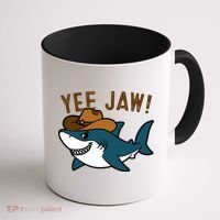 Yee Jaw Cowboy Old Western Shark Coffee Mug thumb 1