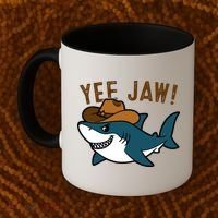 Yee Jaw Cowboy Old Western Shark Coffee Mug thumb 2