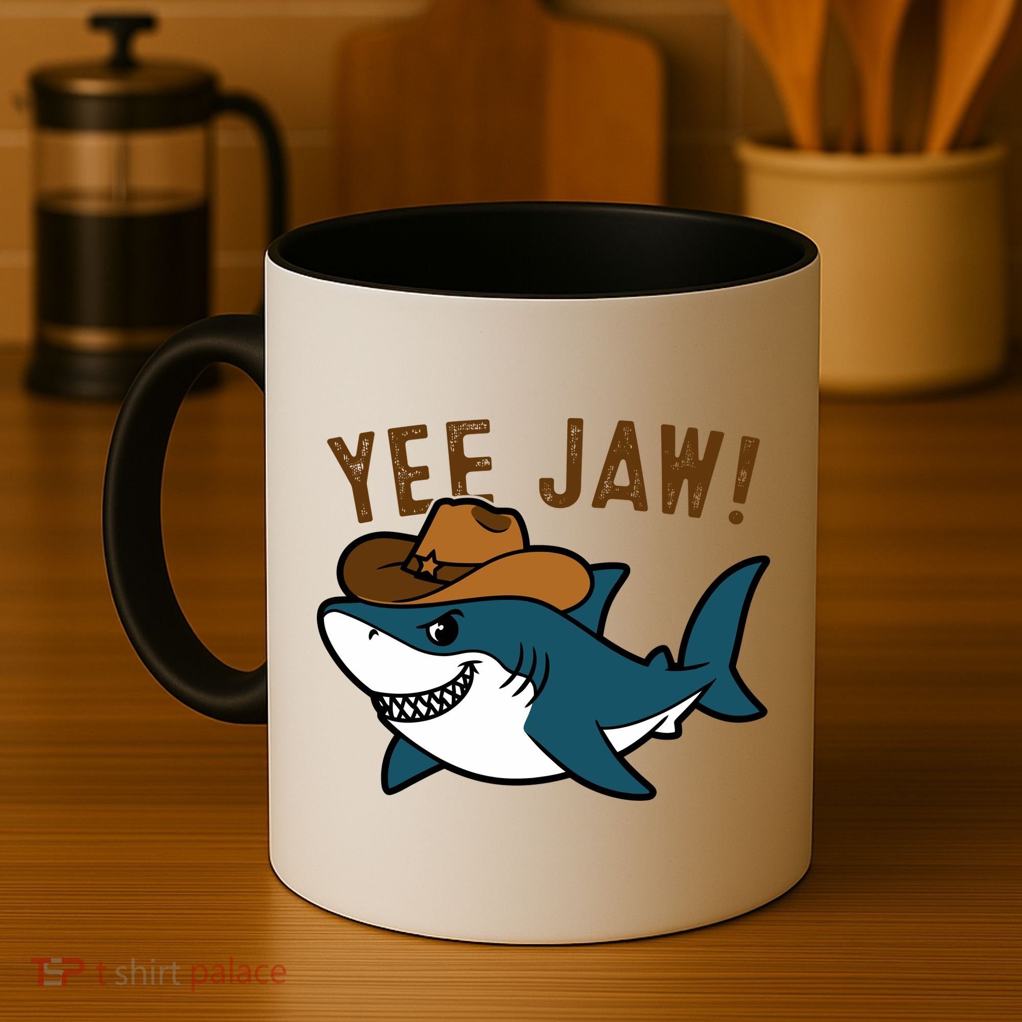 Yee Jaw Cowboy Old Western Shark Coffee Mug
