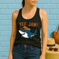 Yee Jaw Cowboy Old Western Shark Women's Tank Top thumb 2