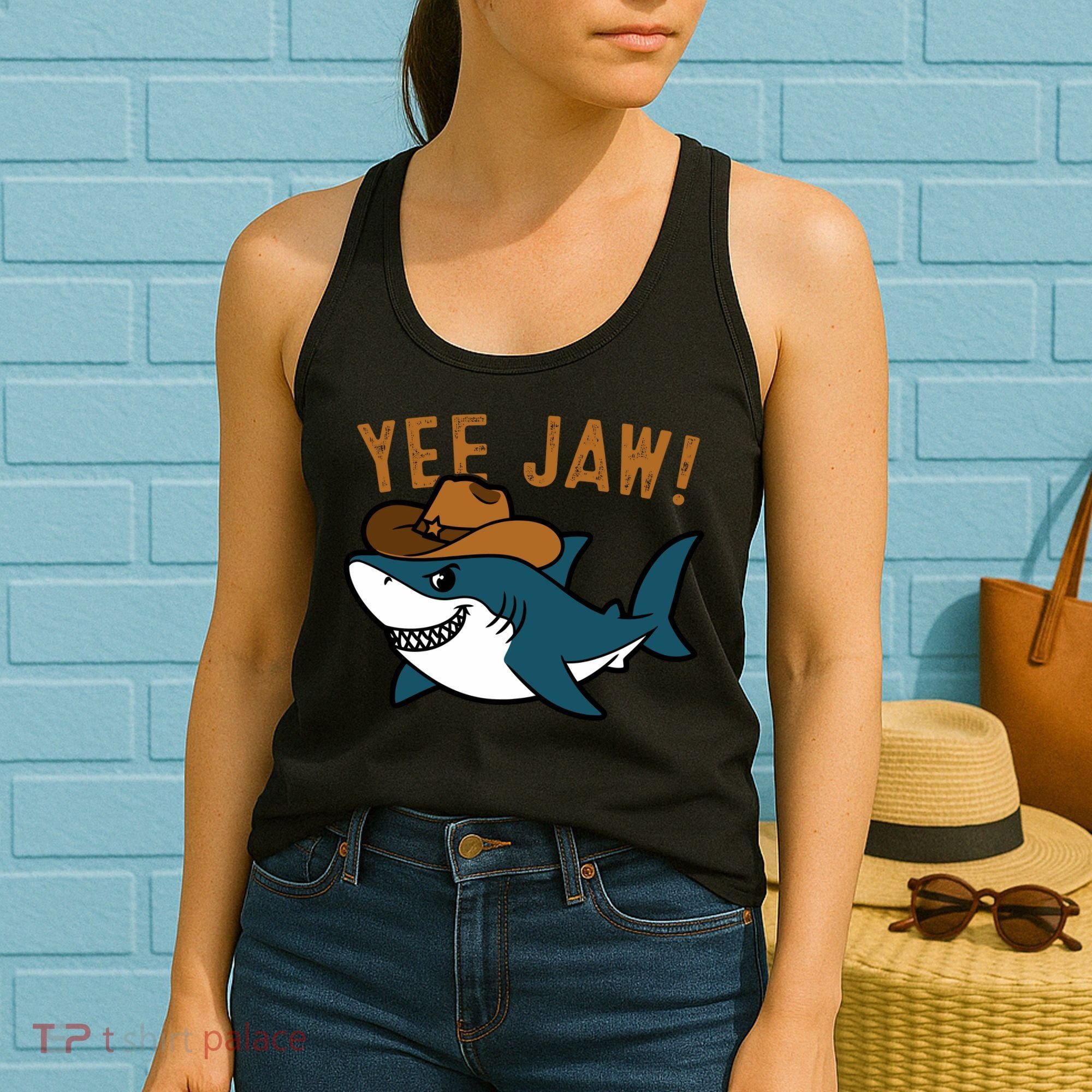Yee Jaw Cowboy Old Western Shark Women's Tank Top