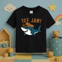 Yee Jaw Cowboy Old Western Shark Toddler T-Shirt thumb 3