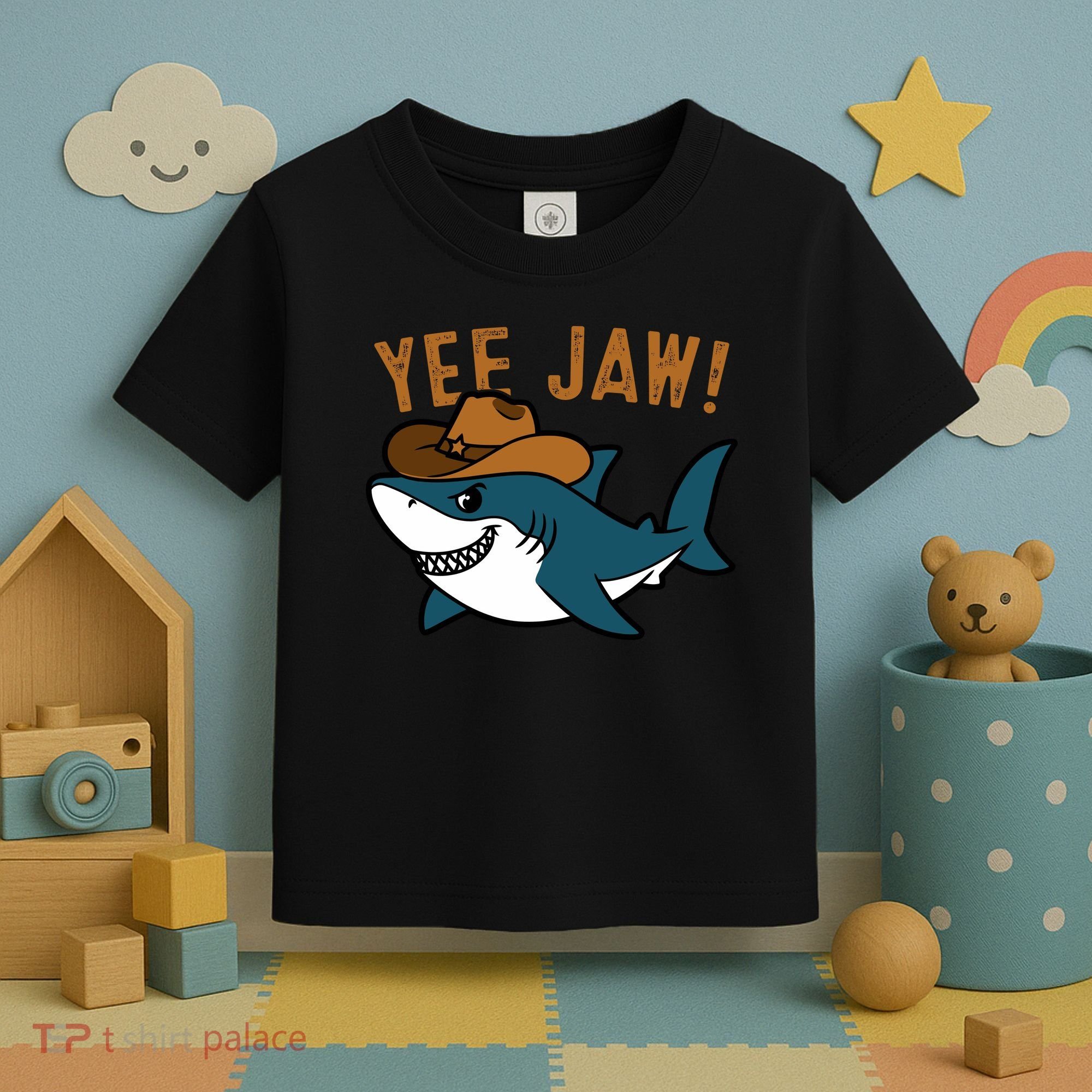 Yee Jaw Cowboy Old Western Shark Toddler T-Shirt