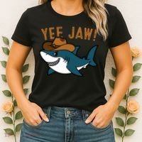 Yee Jaw Cowboy Old Western Shark Women's T-Shirt thumb 2