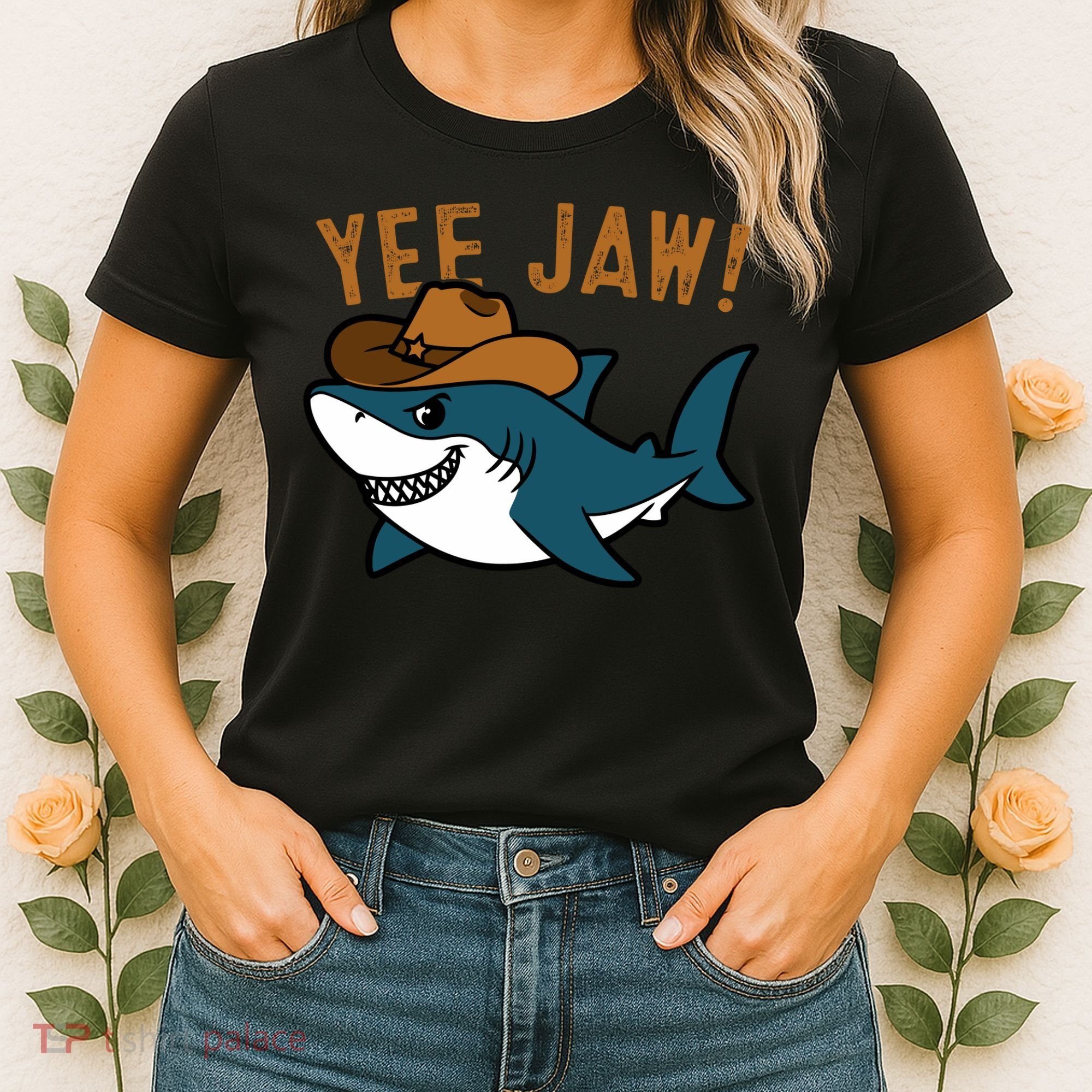 Yee Jaw Cowboy Old Western Shark Women's T-Shirt