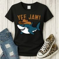 Yee Jaw Cowboy Old Western Shark Women's T-Shirt thumb 3