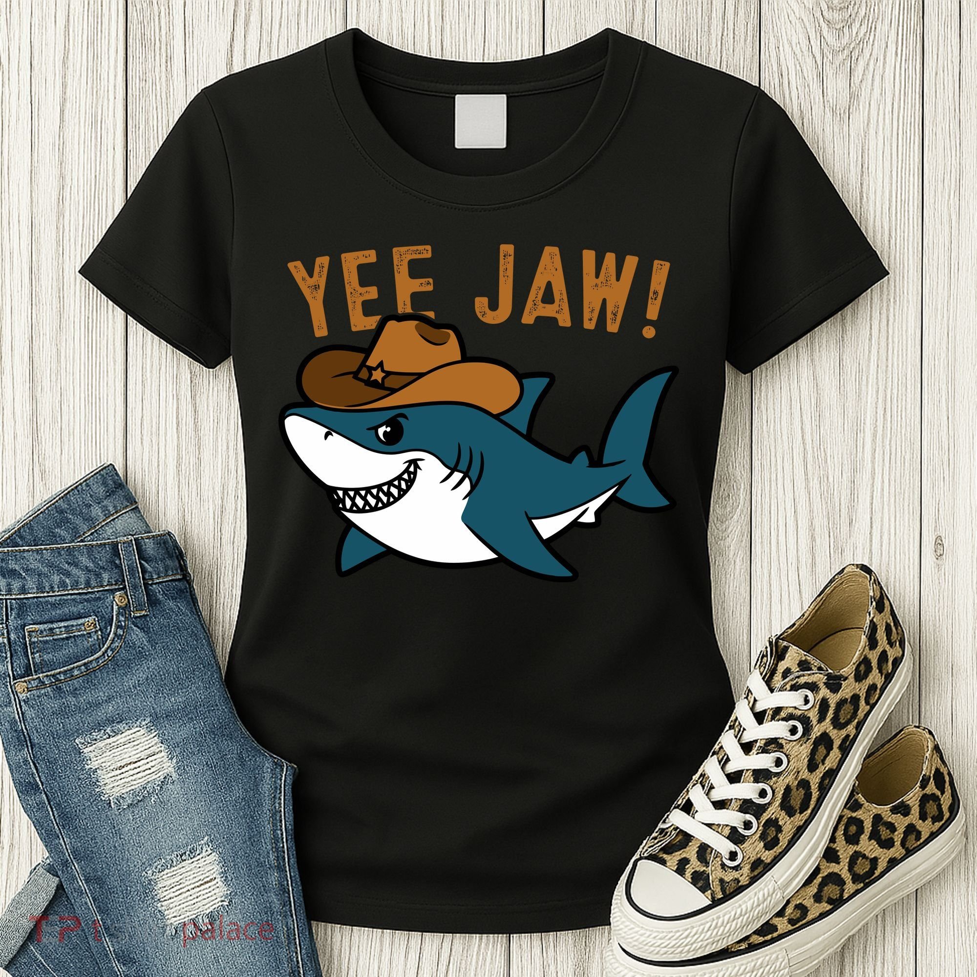 Yee Jaw Cowboy Old Western Shark Women's T-Shirt