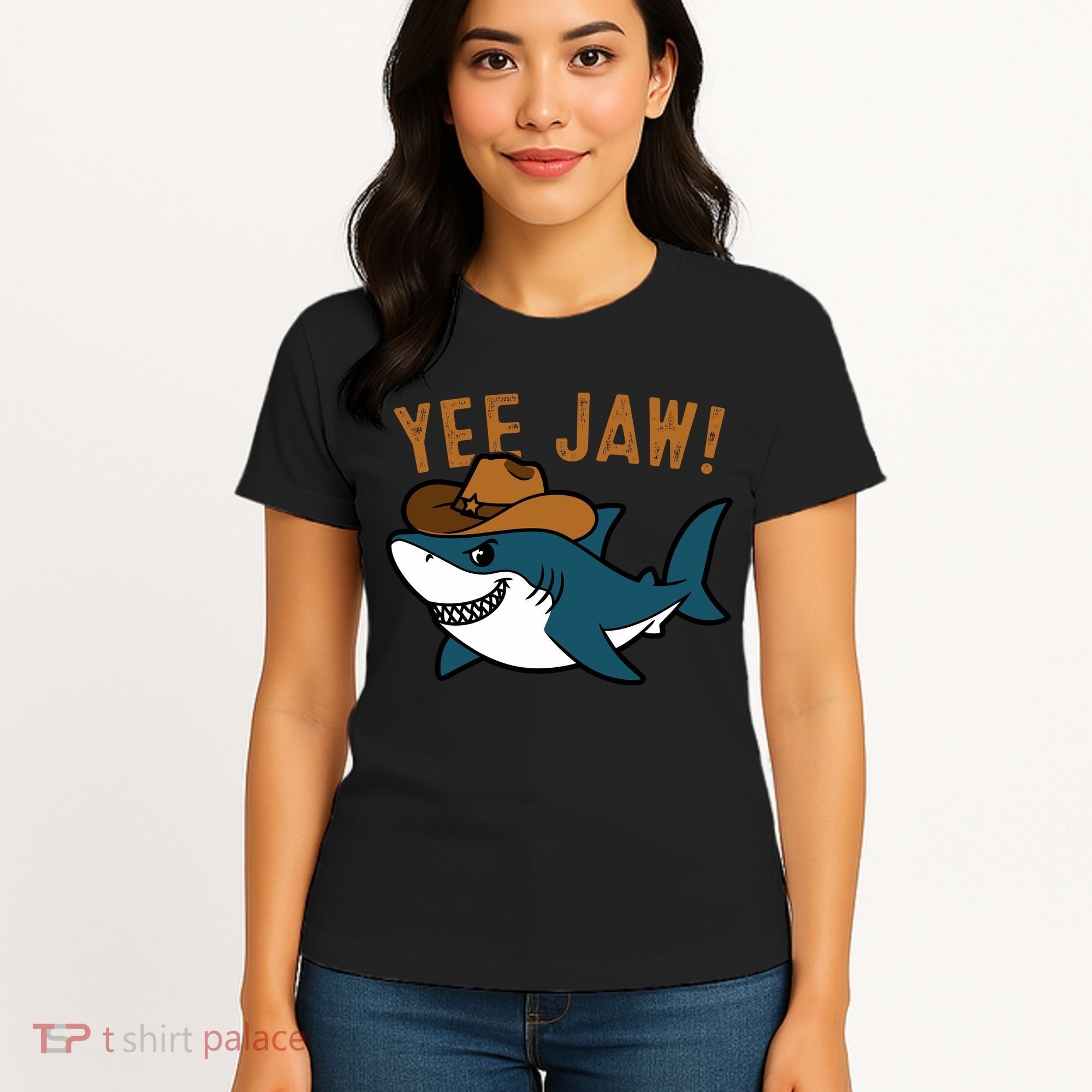 Yee Jaw Cowboy Old Western Shark Women's T-Shirt