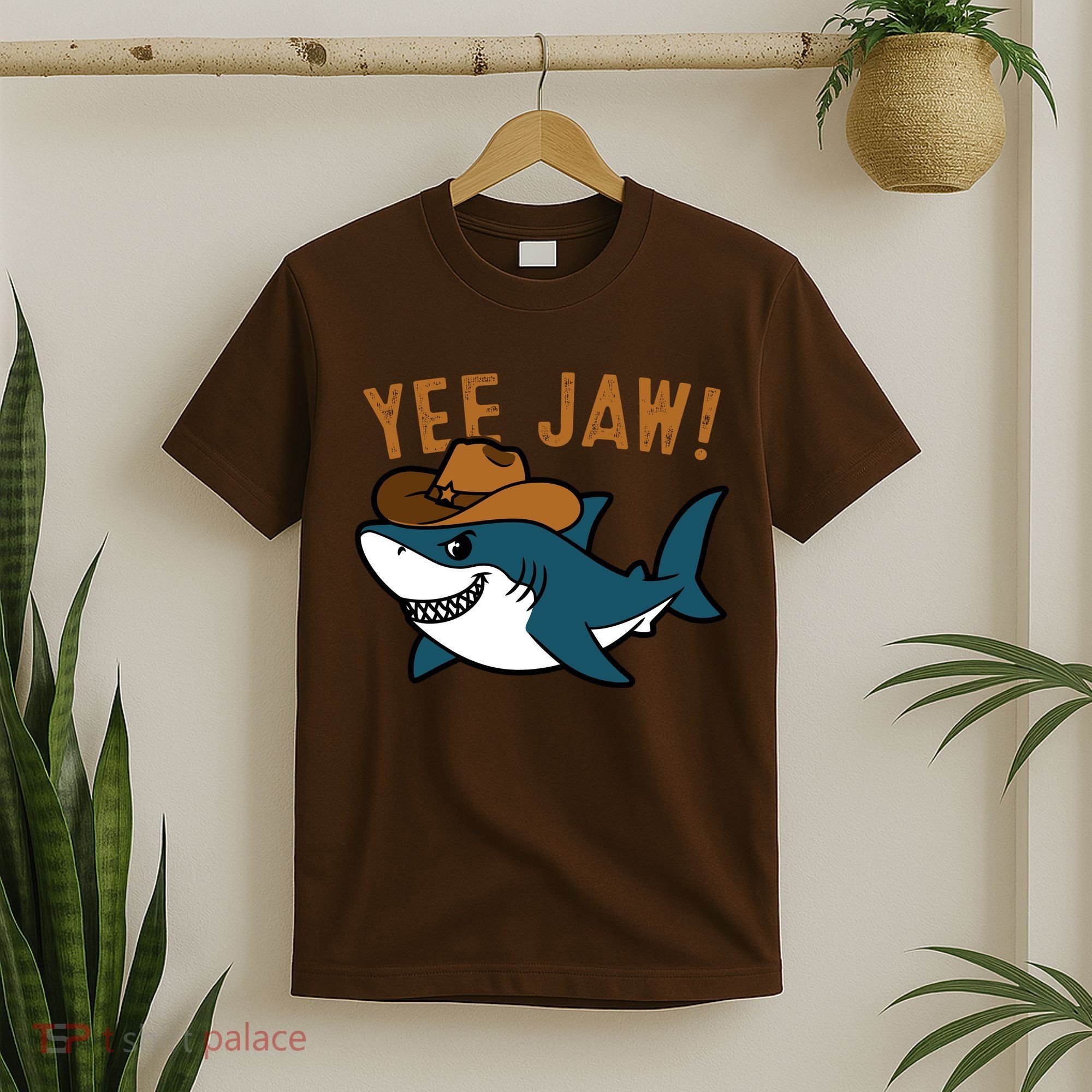 Yee Jaw Cowboy Old Western Shark T-Shirt