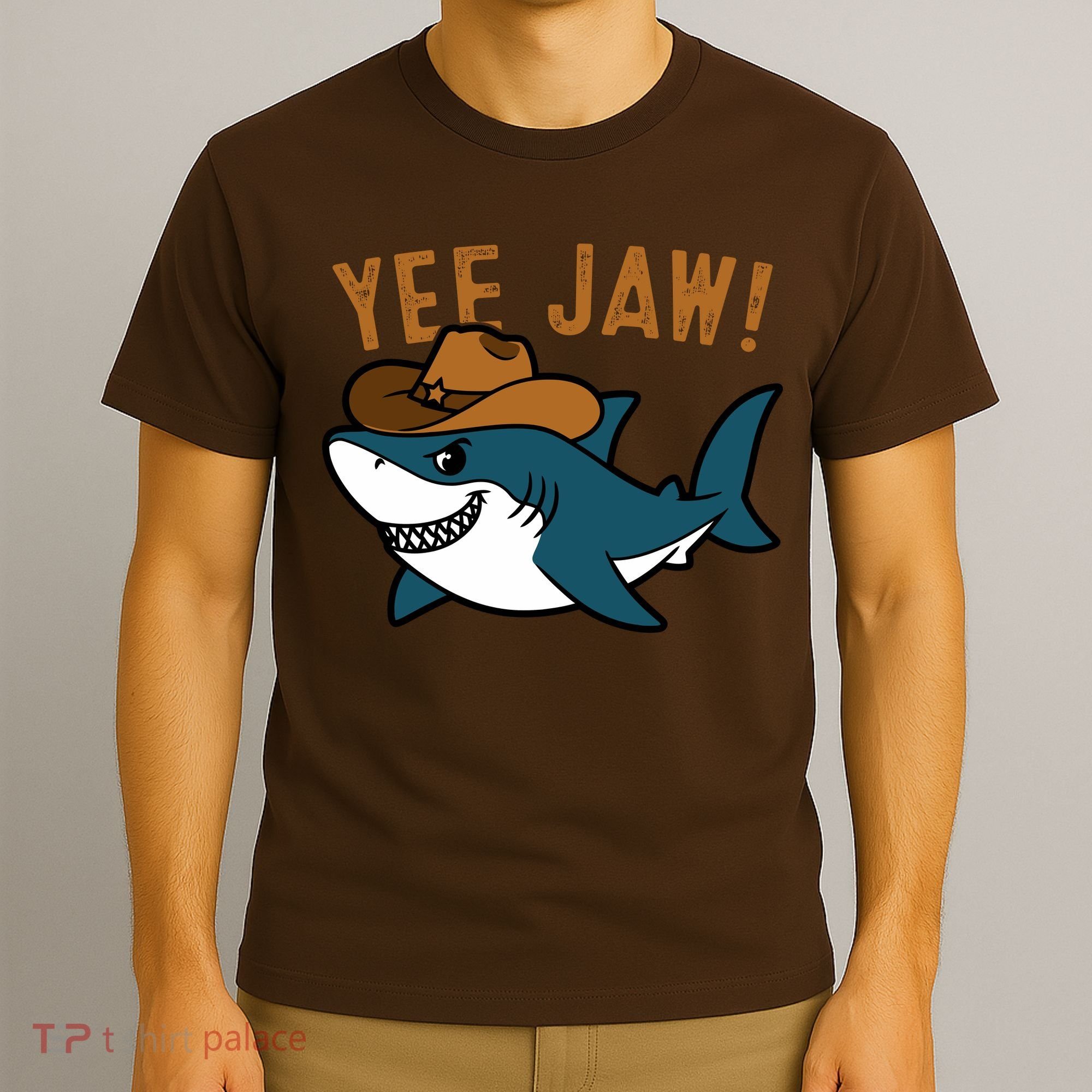 Yee Jaw Cowboy Old Western Shark T-Shirt