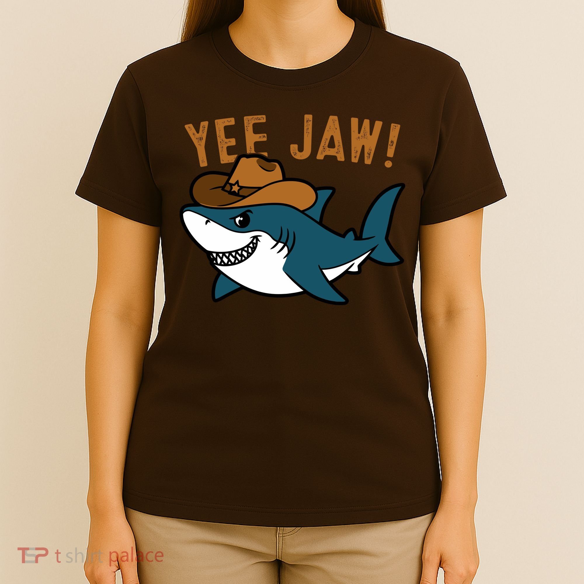 Yee Jaw Cowboy Old Western Shark T-Shirt