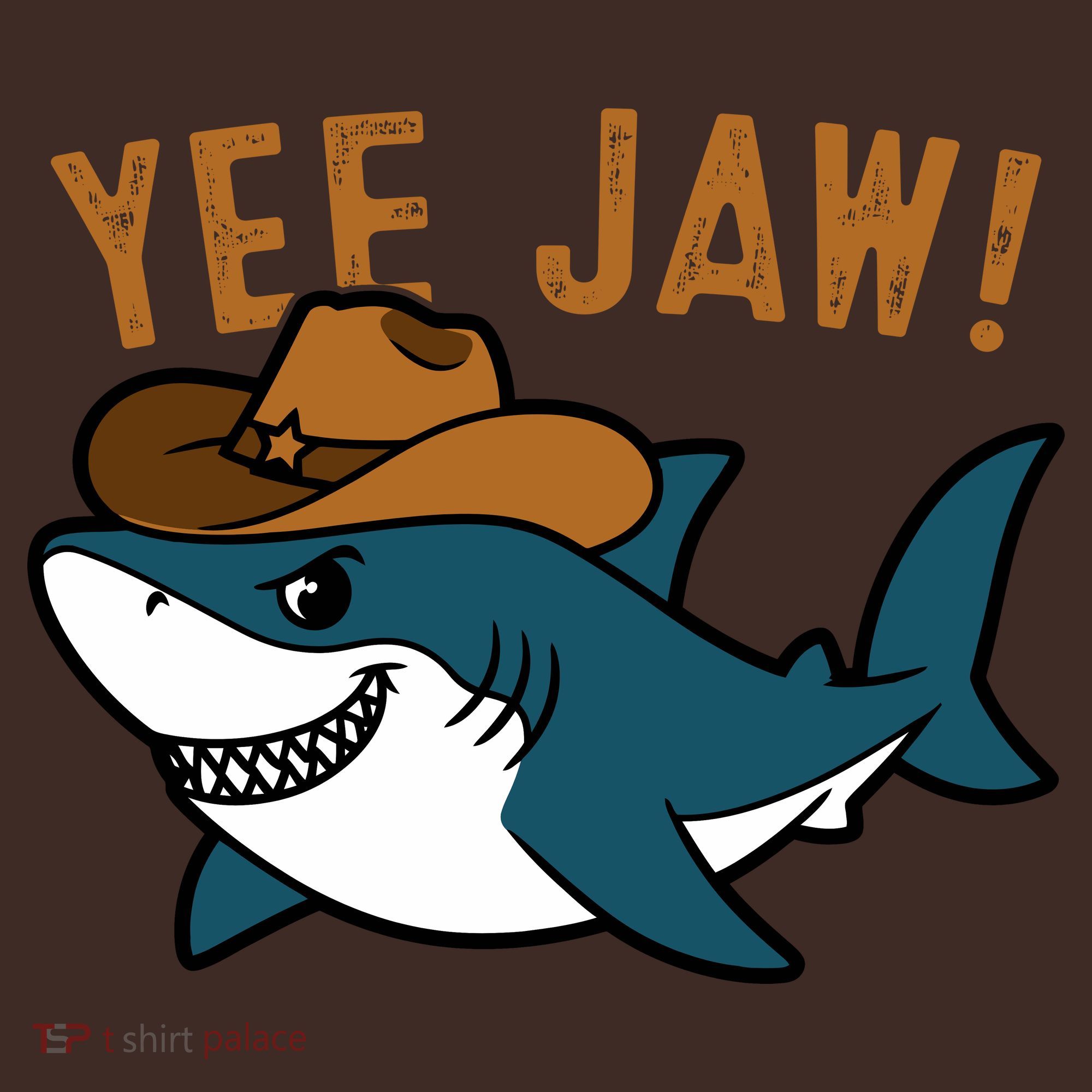 Yee Jaw Cowboy Old Western Shark T-Shirt