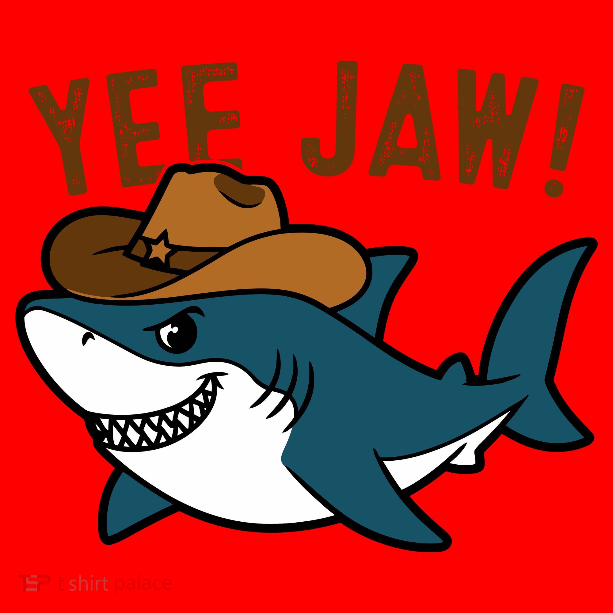Yee Jaw Cowboy Old Western Shark Santa Hat