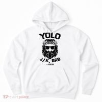 Yolo Just Kissing Be Right Back Jesus Funny Hoodie thumb 0