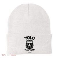 Yolo Just Kissing Be Right Back Jesus Funny Beanie thumb 0