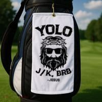 Yolo Just Kissing Be Right Back Jesus Funny Golf Towel thumb 2