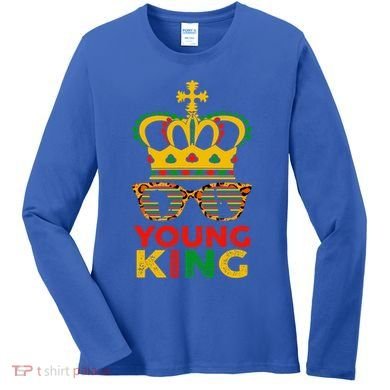 Young King Crown African American 1865 Junenth Cool Gift Women's Long Sleeve Shirt