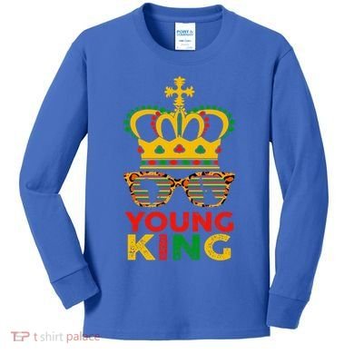 Young King Crown African American 1865 Junenth Cool Gift Kids Long Sleeve Shirt
