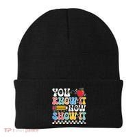 You Know It Now Show It Testing Day Teacher Life Beanie thumb 0