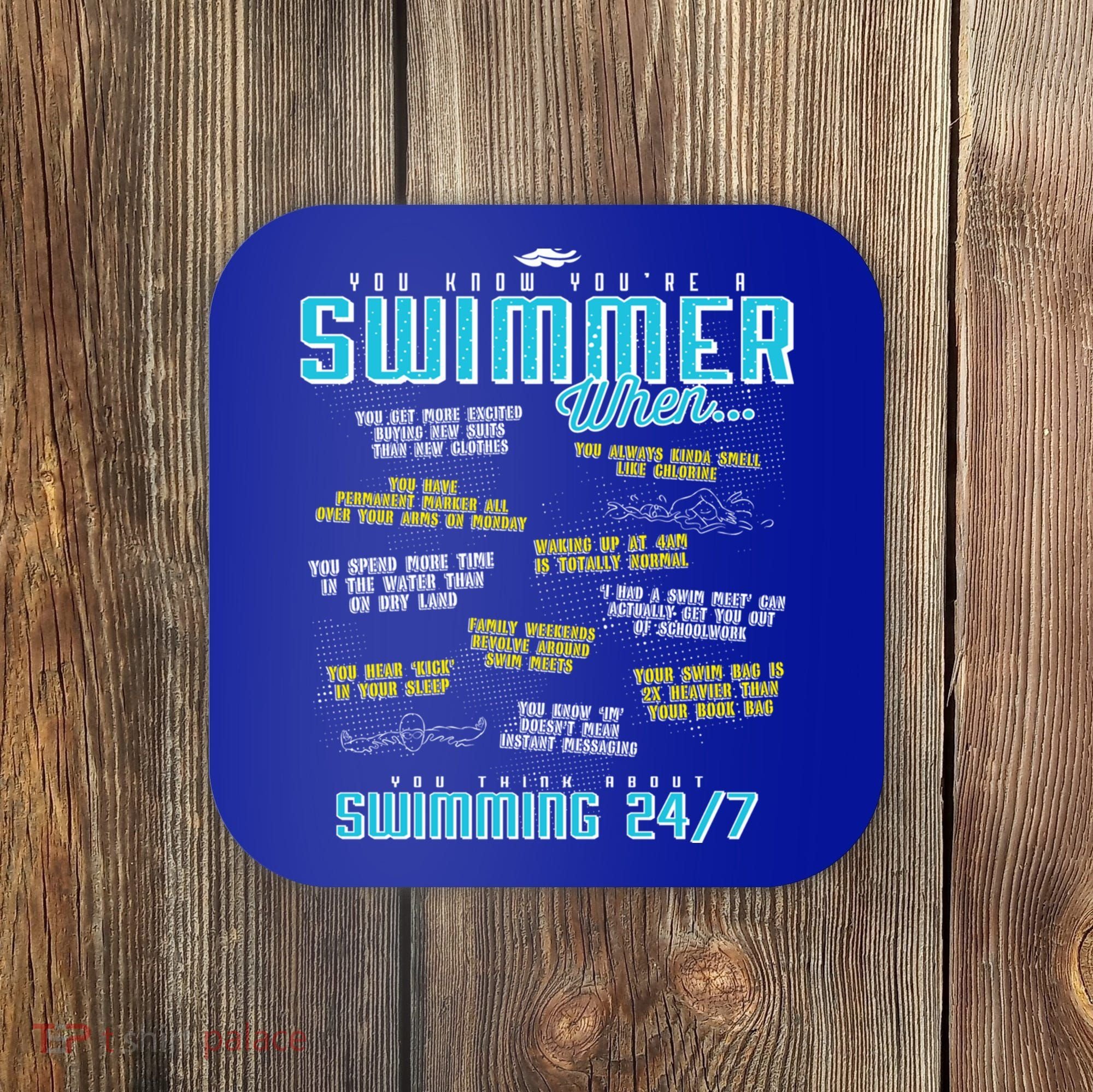 You Know You're A Swimmer When Funny List For Swim Gift Coaster