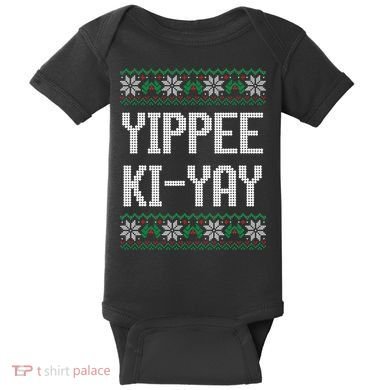 Yippee Ki Yay Funny Christmas Baby Bodysuit