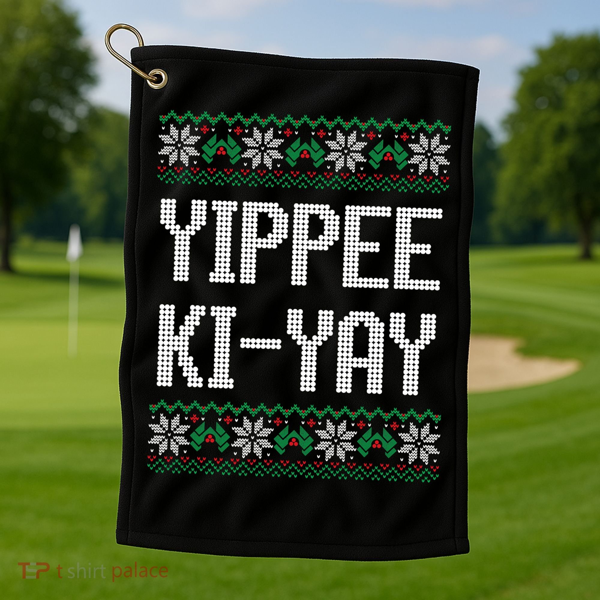 Yippee Ki Yay Funny Christmas Golf Towel
