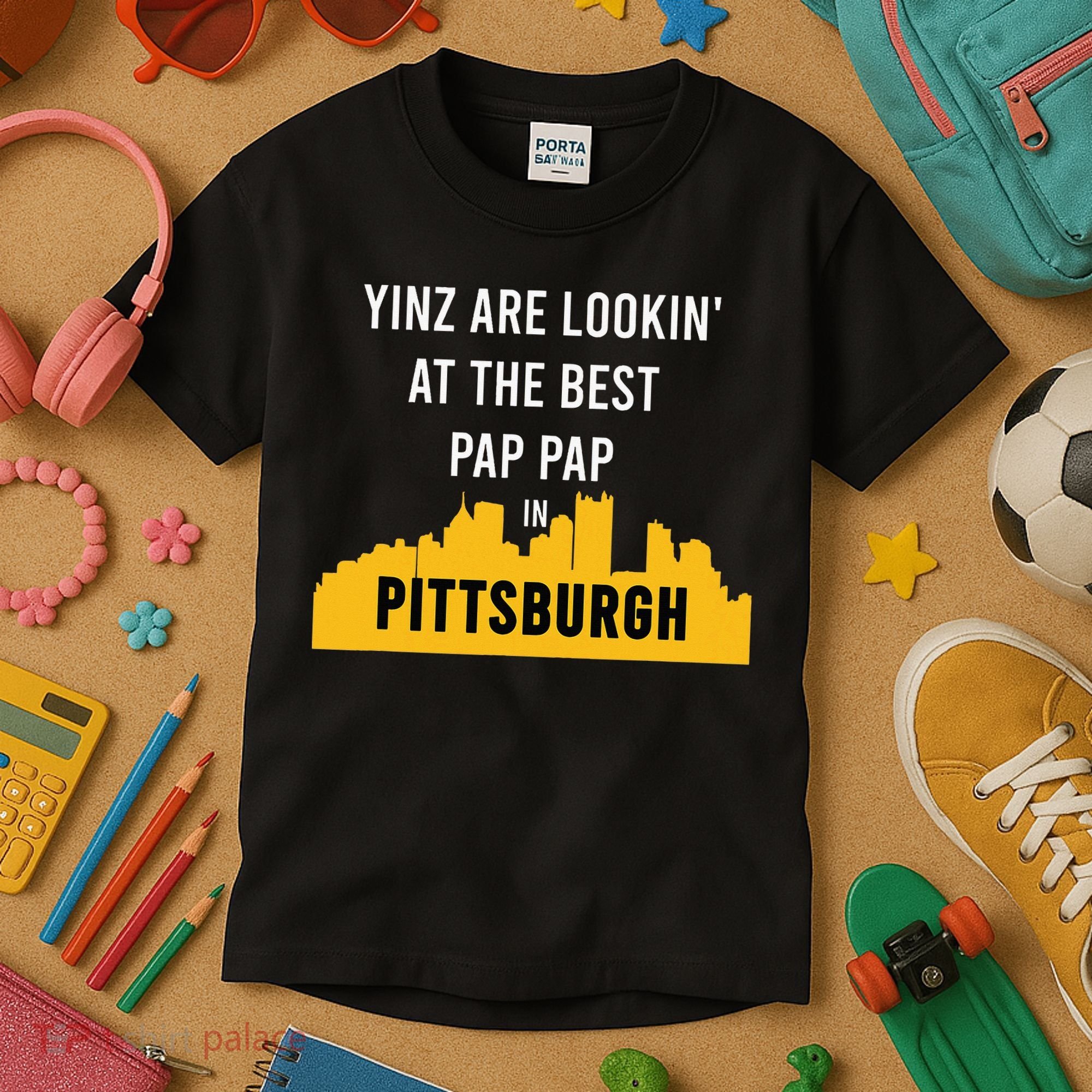 Yinz Looking At Best Yinzer Pap Pap Pittsburgh Pa Kids T-Shirt