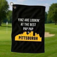 Yinz Looking At Best Yinzer Pap Pap Pittsburgh Pa Golf Towel thumb 1