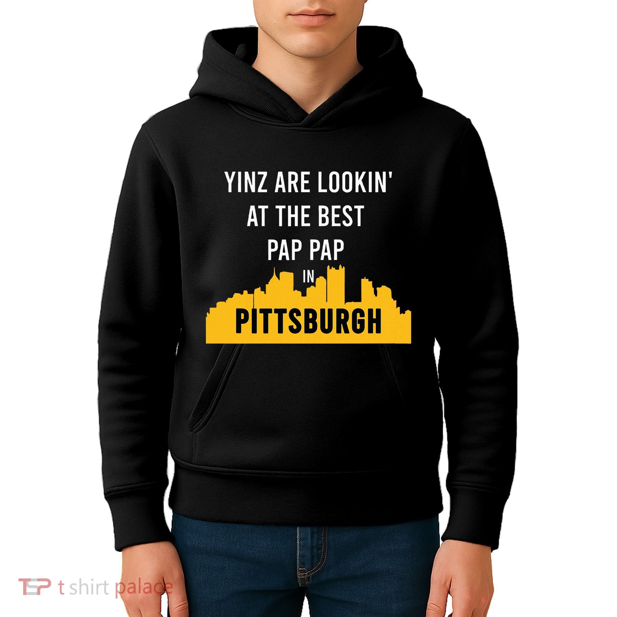 Yinz Looking At Best Yinzer Pap Pap Pittsburgh Pa Kids Hoodie