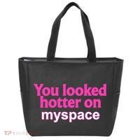 You Looked Hotter On Myspace Funny Flirting Quote Tote Bag thumb 0