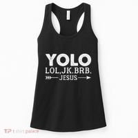 Yolo Lol Jk Brb Jesus Arrow Funny Christian Meme Women's Tank Top thumb 0