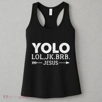 Yolo Lol Jk Brb Jesus Arrow Funny Christian Meme Women's Tank Top thumb 3