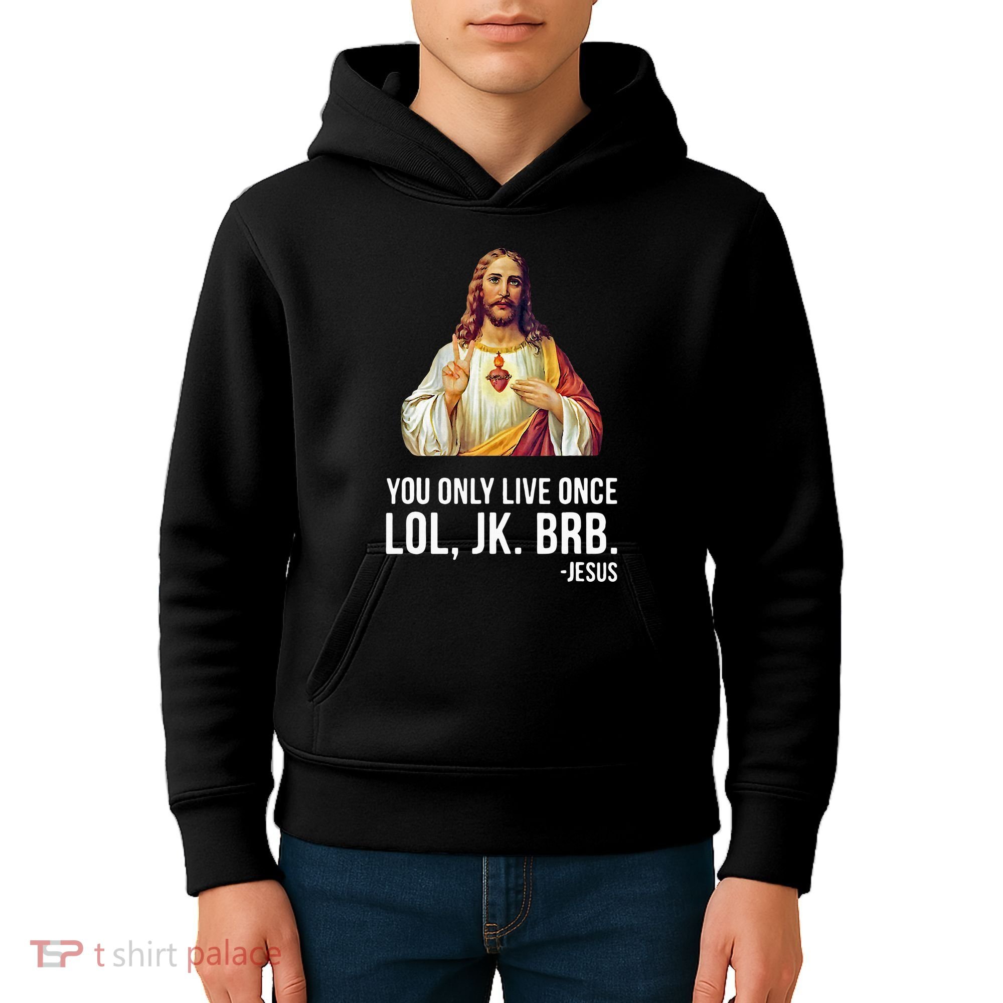 Yolo Lol Jk Brb Jesus Kids Hoodie