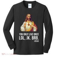 Yolo Lol Jk Brb Jesus Kids Long Sleeve Shirt thumb 0