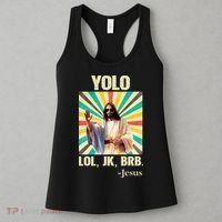 Yolo Lol Jk Brb Jesus Funny Easter Christians Resurrection Women's Tank Top thumb 3