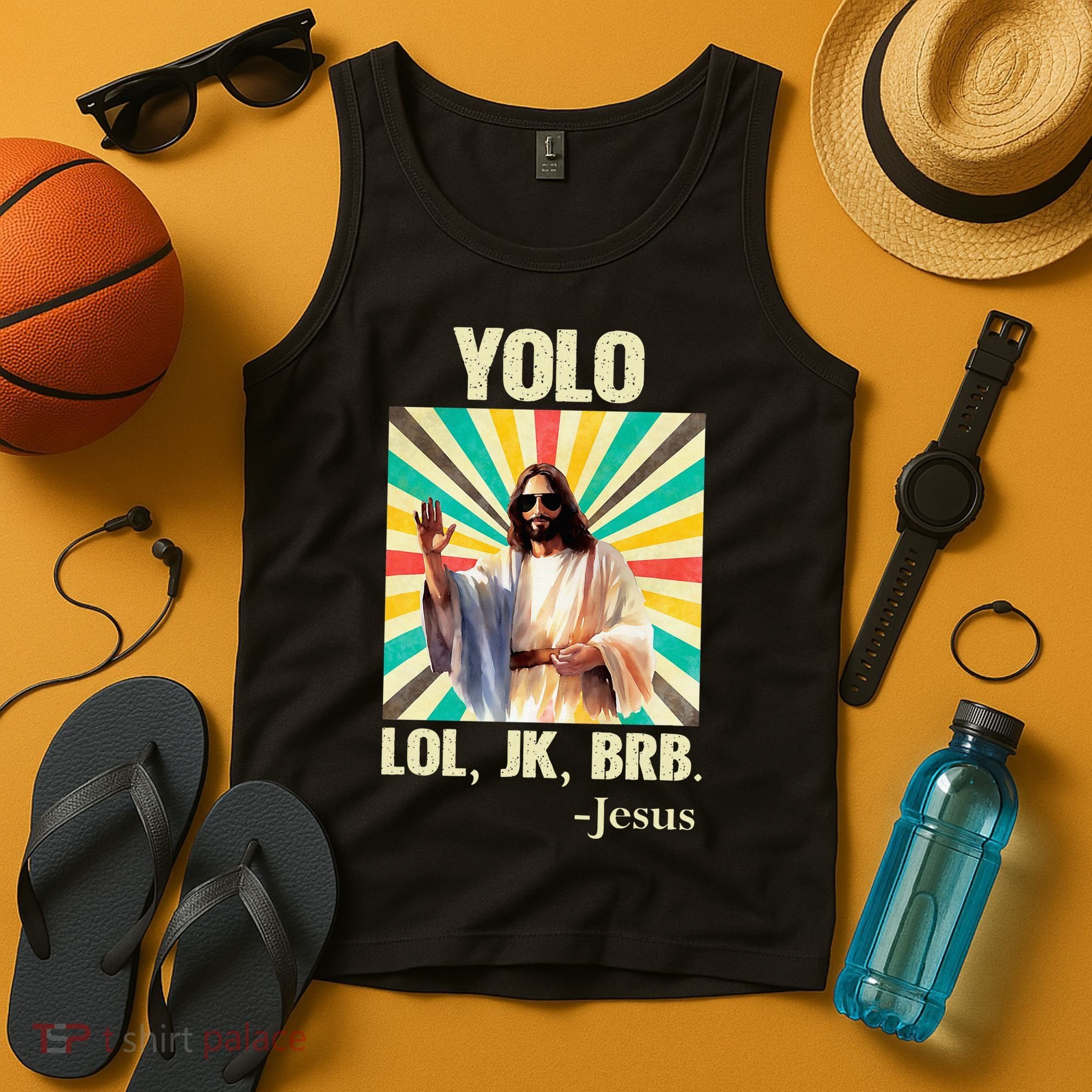 Yolo Lol Jk Brb Jesus Funny Easter Christians Resurrection Tank Top