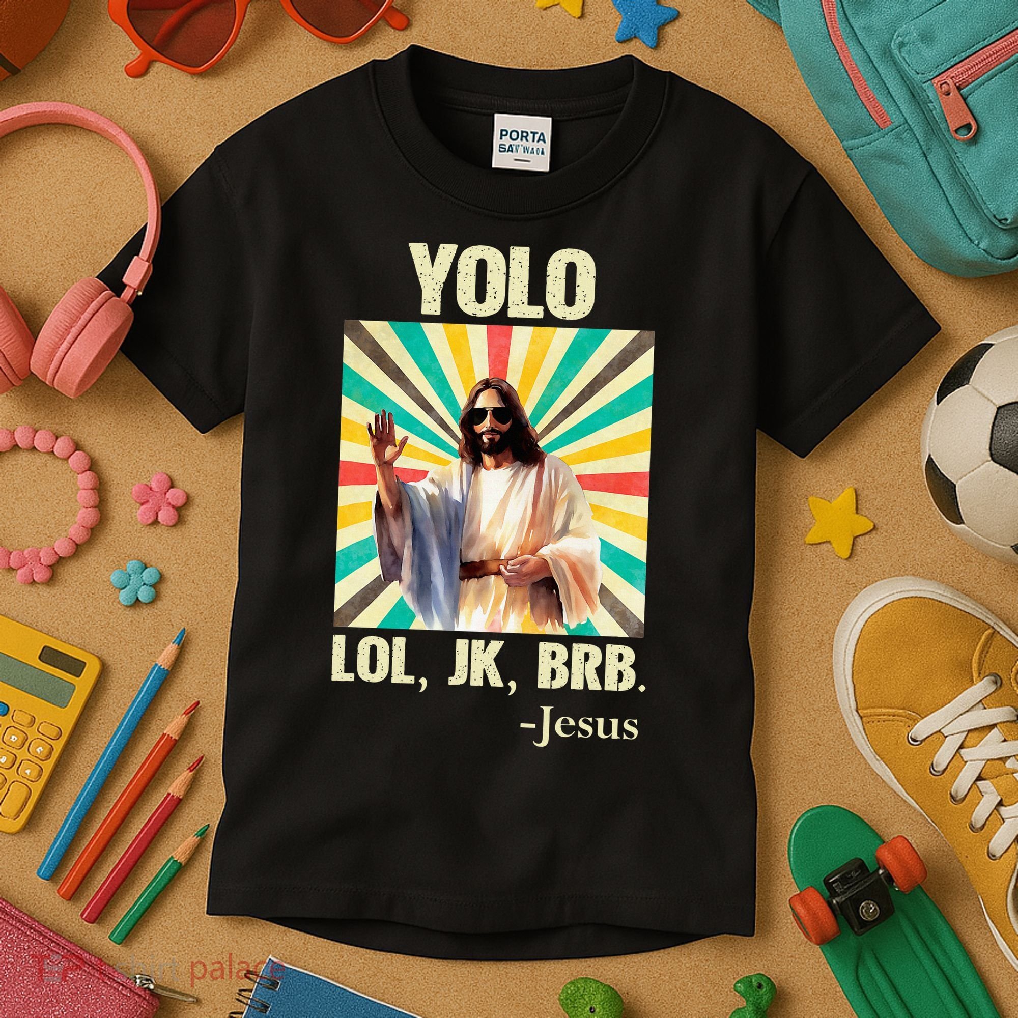 Yolo Lol Jk Brb Jesus Funny Easter Christians Resurrection Kids T-Shirt